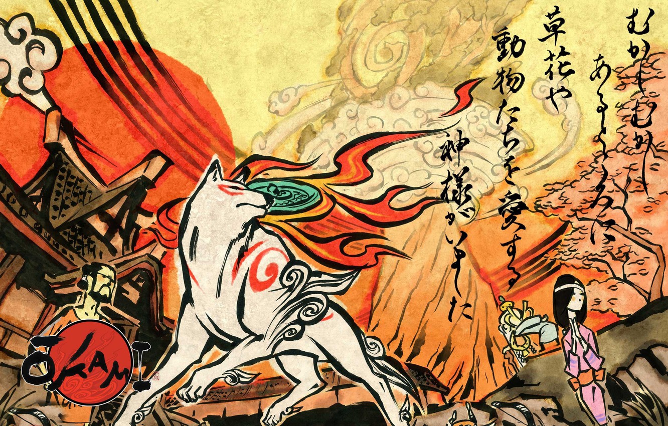 Wallpaper Japan, game, Wii, wolf, asian, japanese, god, PlayStation kimono, PS oriental, asiatic, PlayStation Capcon, Ōkami, Nippon image for desktop, section игры