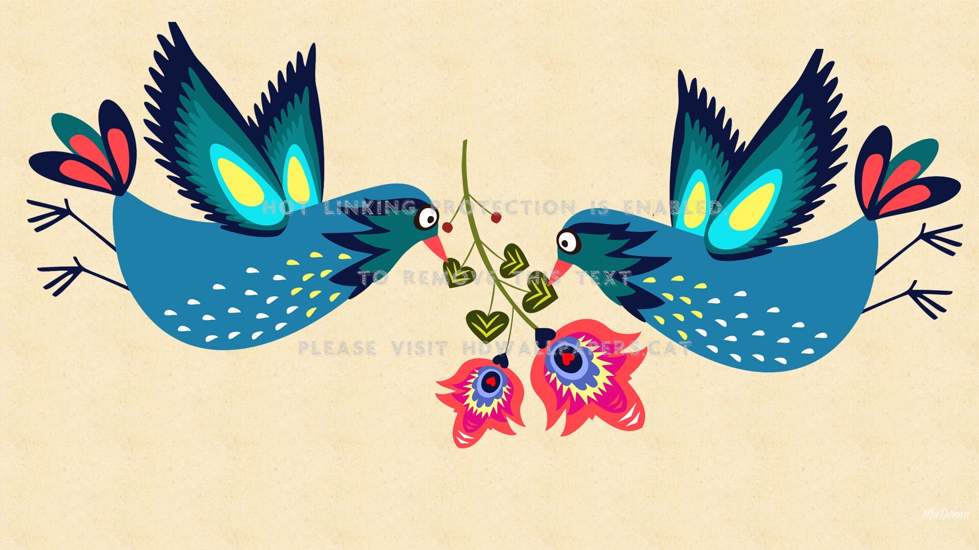 folk art birds spring vector abstract