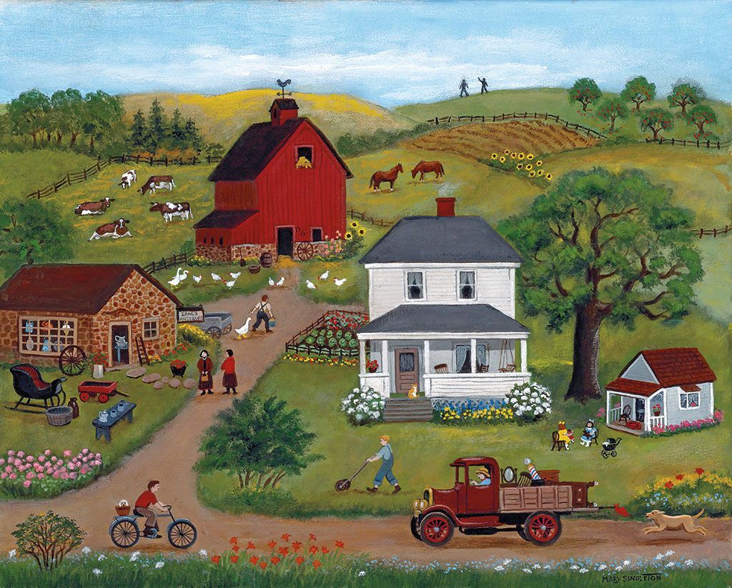 Folk Art Desktop Wallpaper - Folk art, Americana art, Cottage art