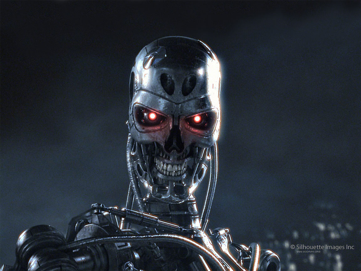 Lingering Terminator Endoskeleton wallpaper, where Terminator scope our your icons, protecting them from harm (except maybe Skynet virus)