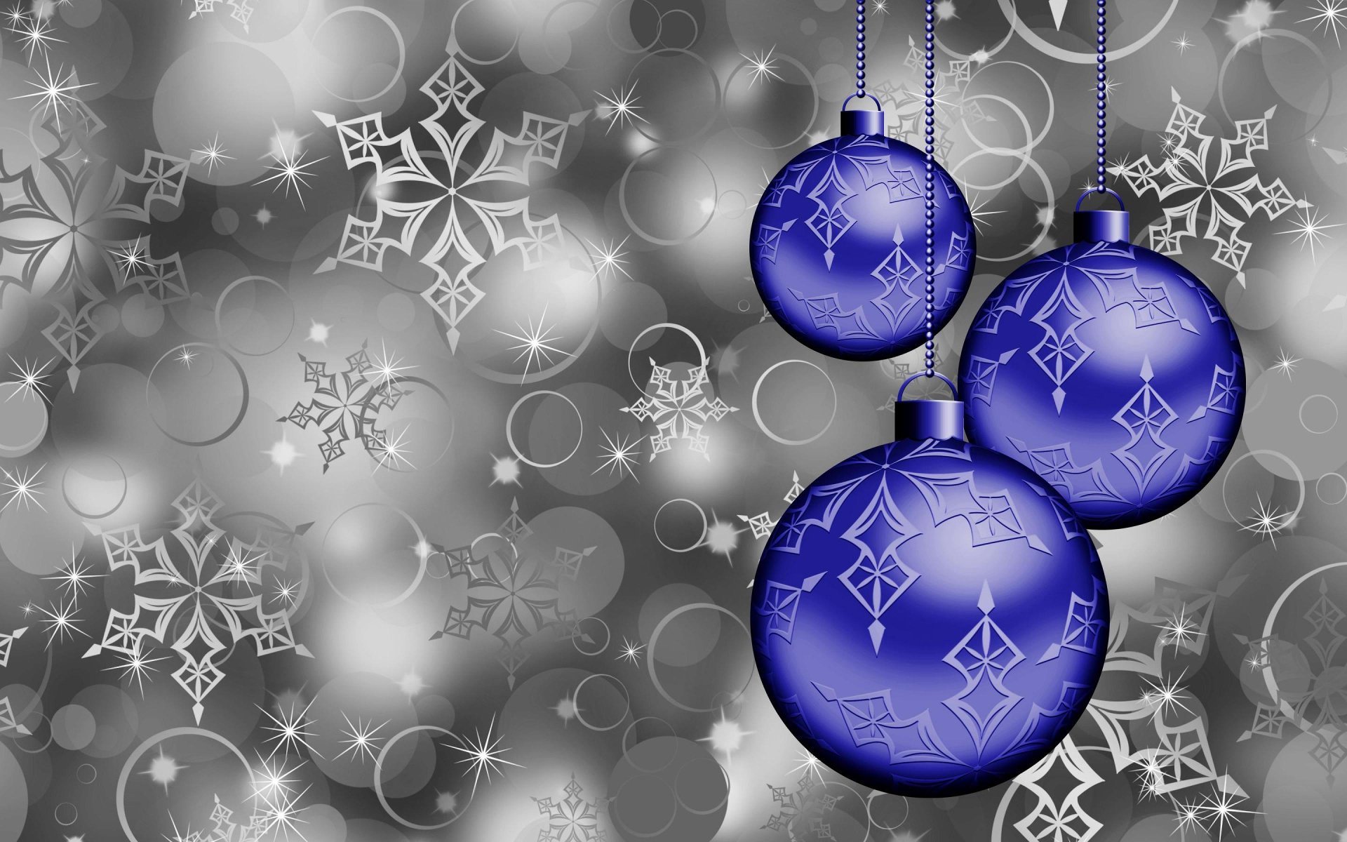 Blue Christmas Ornaments HD Wallpaper