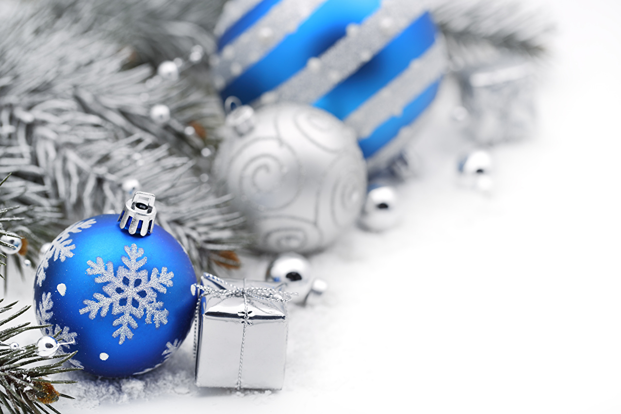 Photo Christmas Snowflakes Balls Holidays