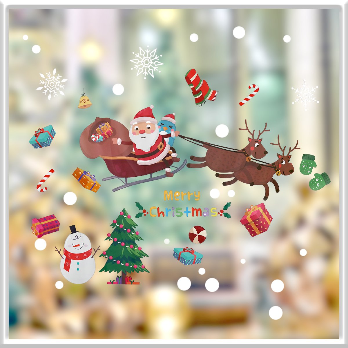 Merry Christmas Wallpaper The Santa Claus Removable Wall Stickers Art Decals Mural DIY Wallpaper for Room Decal