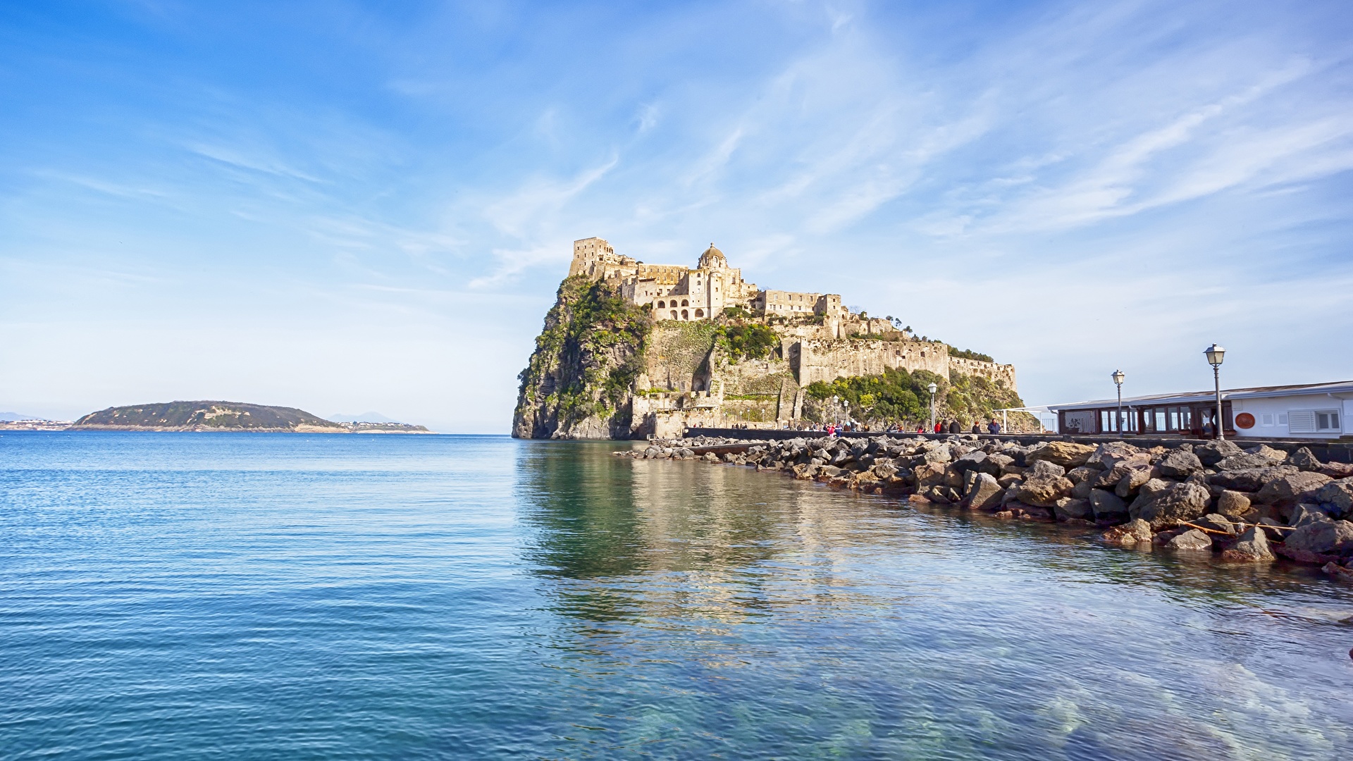 Image Italy Naples Ischia Aragonese Castles Coast Cities 1920x1080