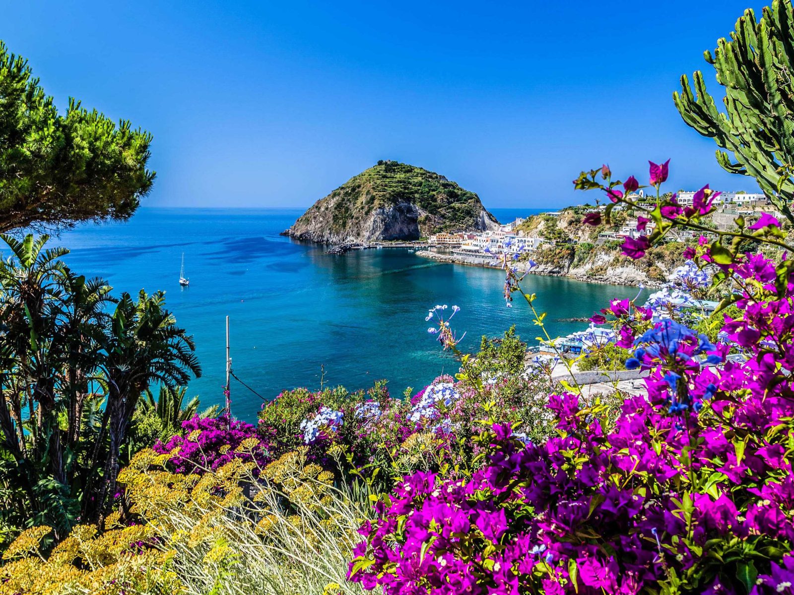 Ischia Is A Volcanic Island In The Gulf Of Naples Italy The Beach Kartamana And Maronti On South. East Aragonese Castle From Middle Aged Thermal Waters., Wallpaper13.com