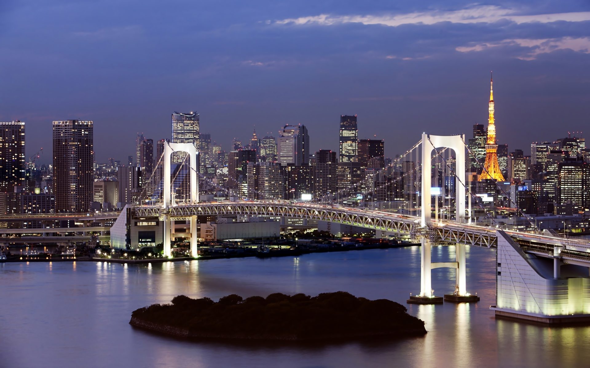Rainbow Bridge Suspension Bridge In Tokyo Bay, Japan Desktop HD Wallpaper 3840x2400, Wallpaper13.com