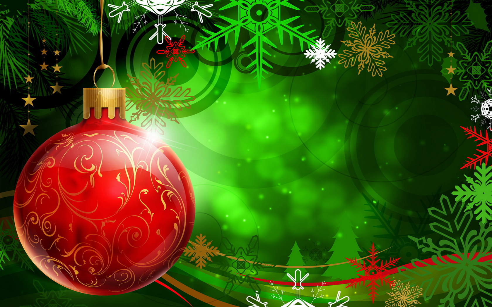 Green Christmas Ornament Red Frame Background for Powerpoint