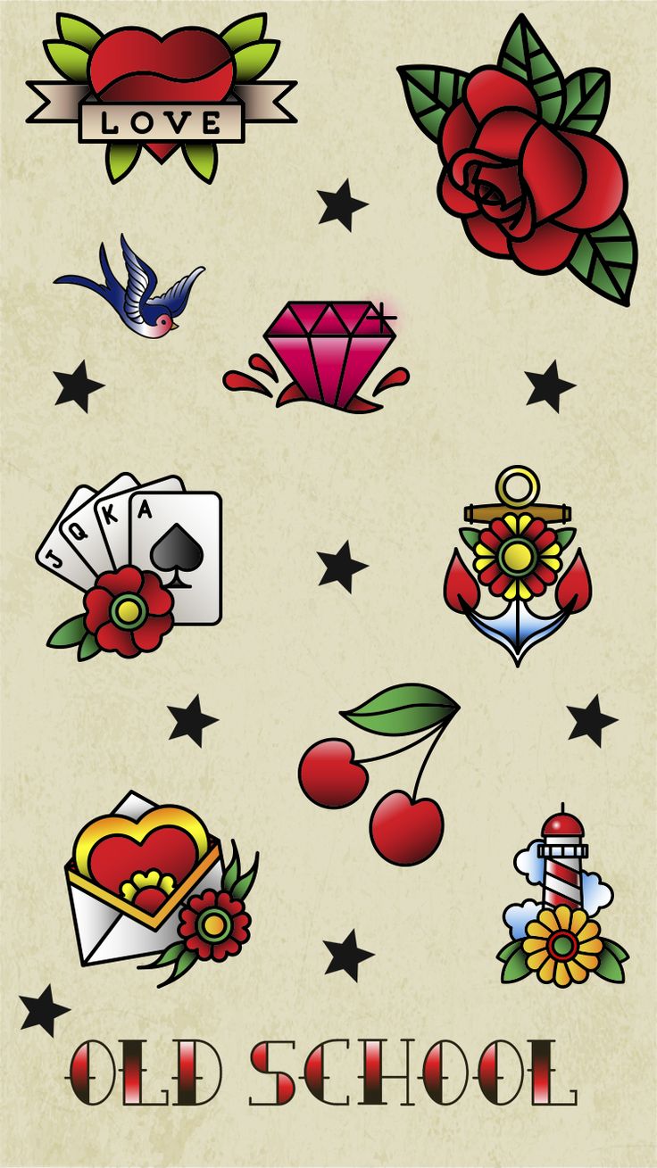 Traditional Tattoo Fabric Wallpaper and Home Decor  Spoonflower