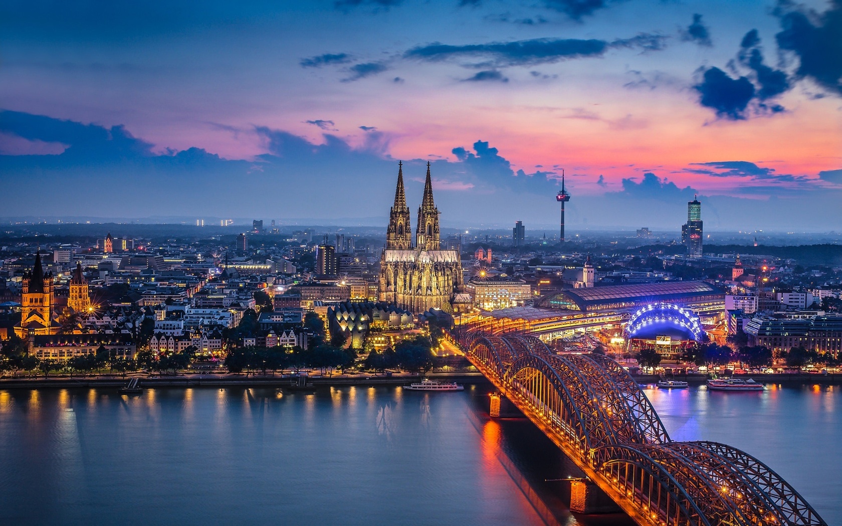 Germany Cologne Bridge Building City 1680x1050 Resolution HD 4k Wallpaper, Image, Background, Photo and Picture