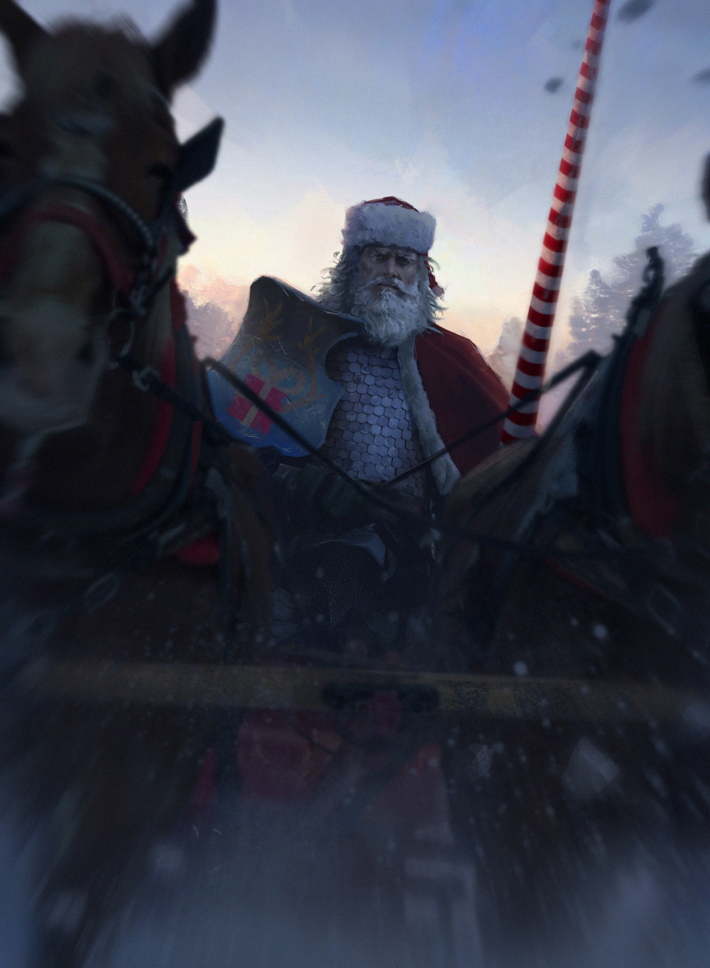 Santa Horse Christmas Concept Art Digital Fantasy Art Wallpaper:1000x1363