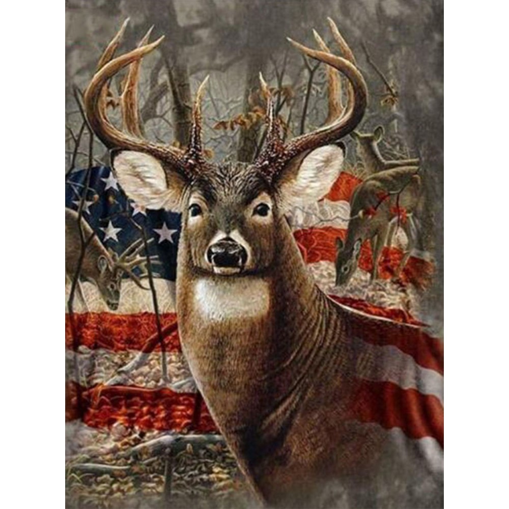 American Flag & Deer Diamond Art - [USA SHIPPING], Cheap American Flag & Deer Diamond Art - [USA SHIPPING]