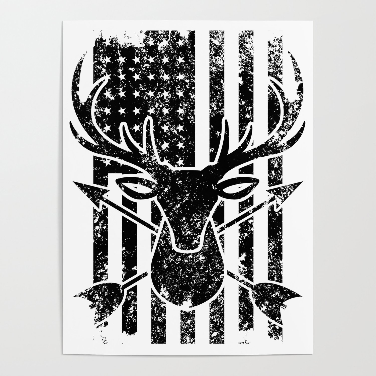 Deer Hunting american us flag Poster