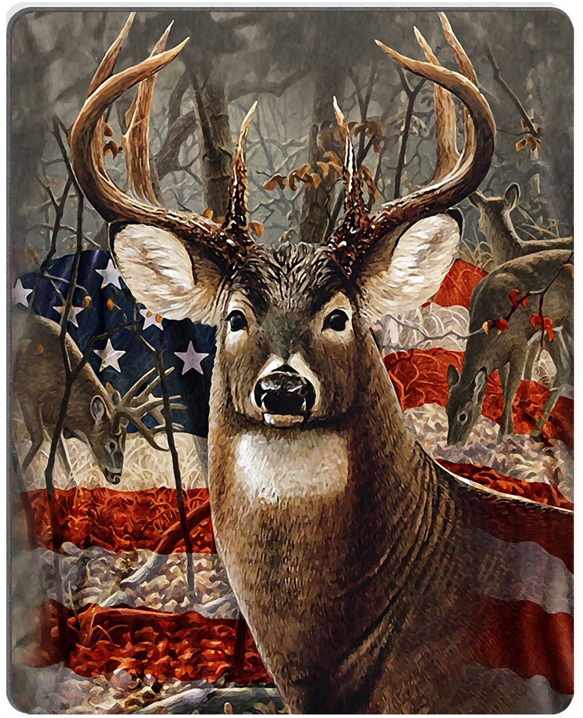 Wknoon Deer Hunting Season with USA Flag Gaming Mouse Pad, 9.45 X 7.87 Inch (240mmX200mmX3mm), Office Products