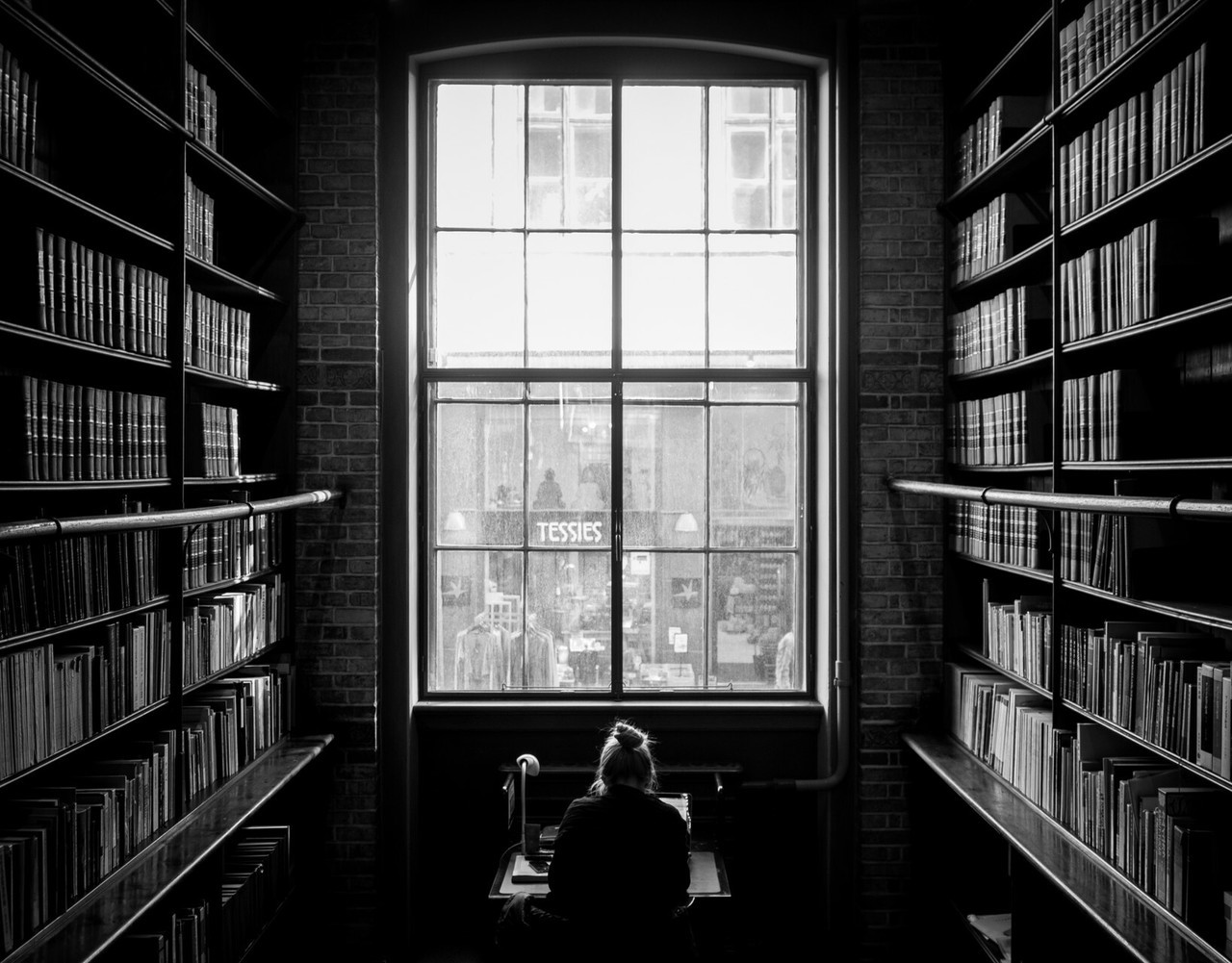 book, dark and library