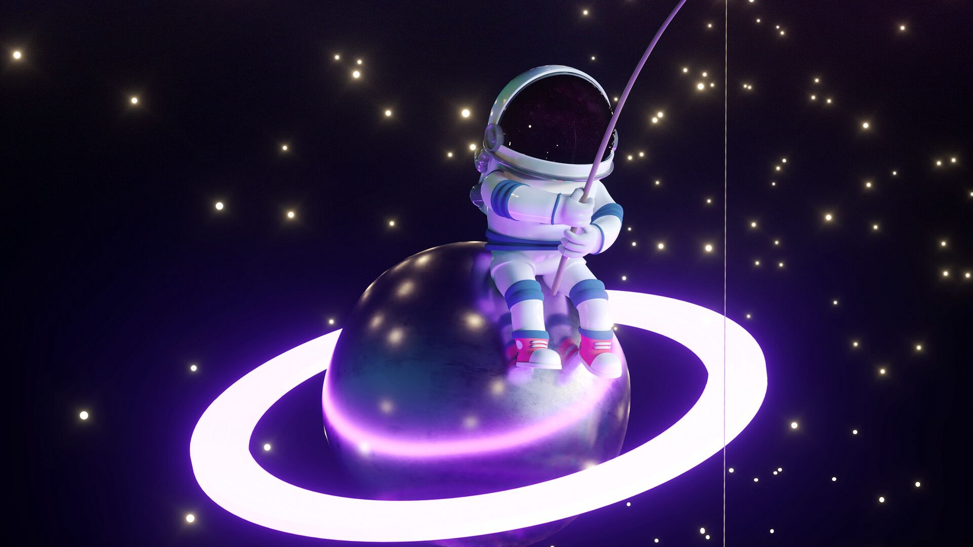 Astronaut, Fisherman, Planet HD Wallpaper Free Download