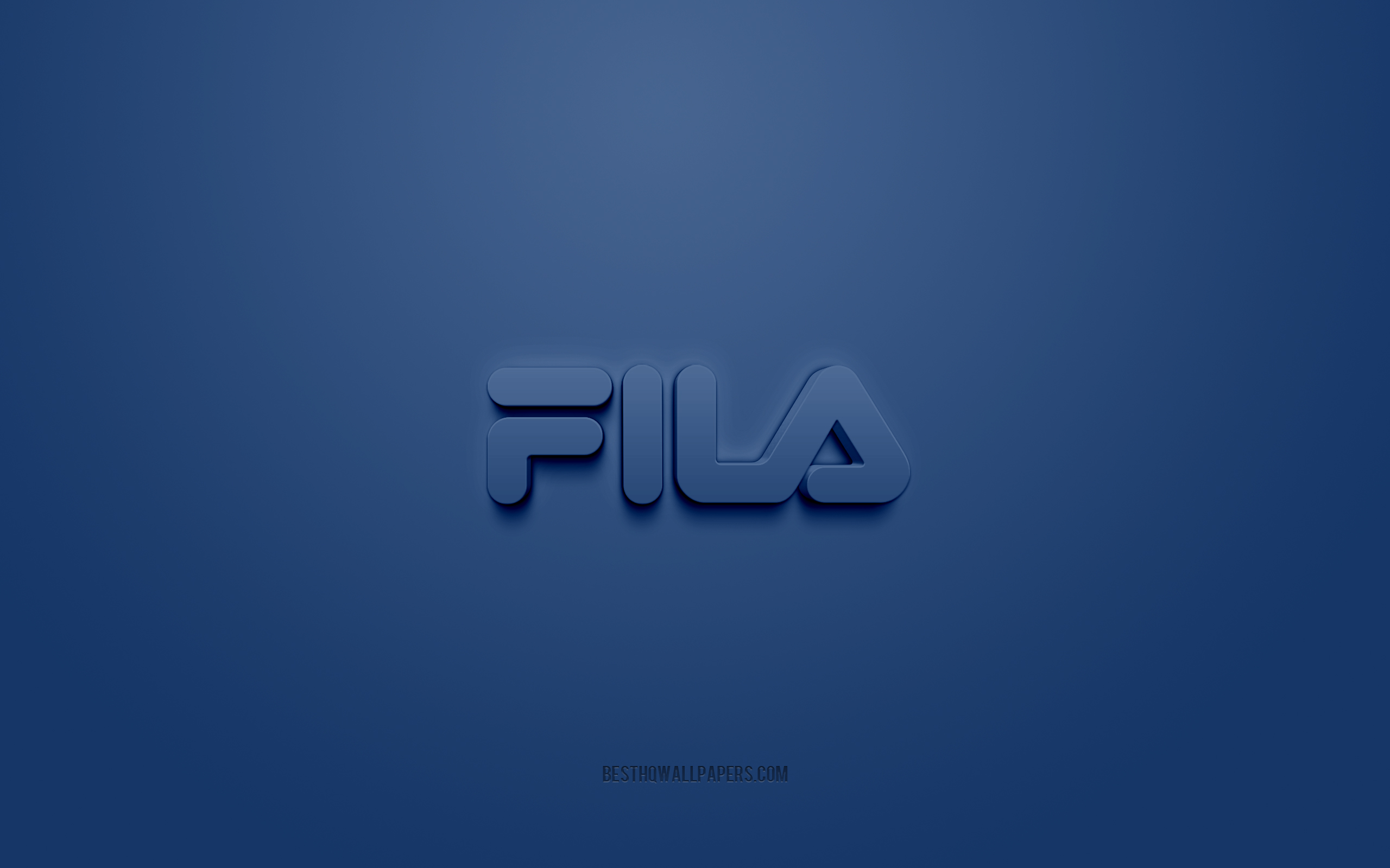 Download wallpaper Fila logo, blue background, Fila 3D logo, 3D art, Fila, brands logo, blue 3D Fila logo for desktop with resolution 2560x1600. High Quality HD picture wallpaper