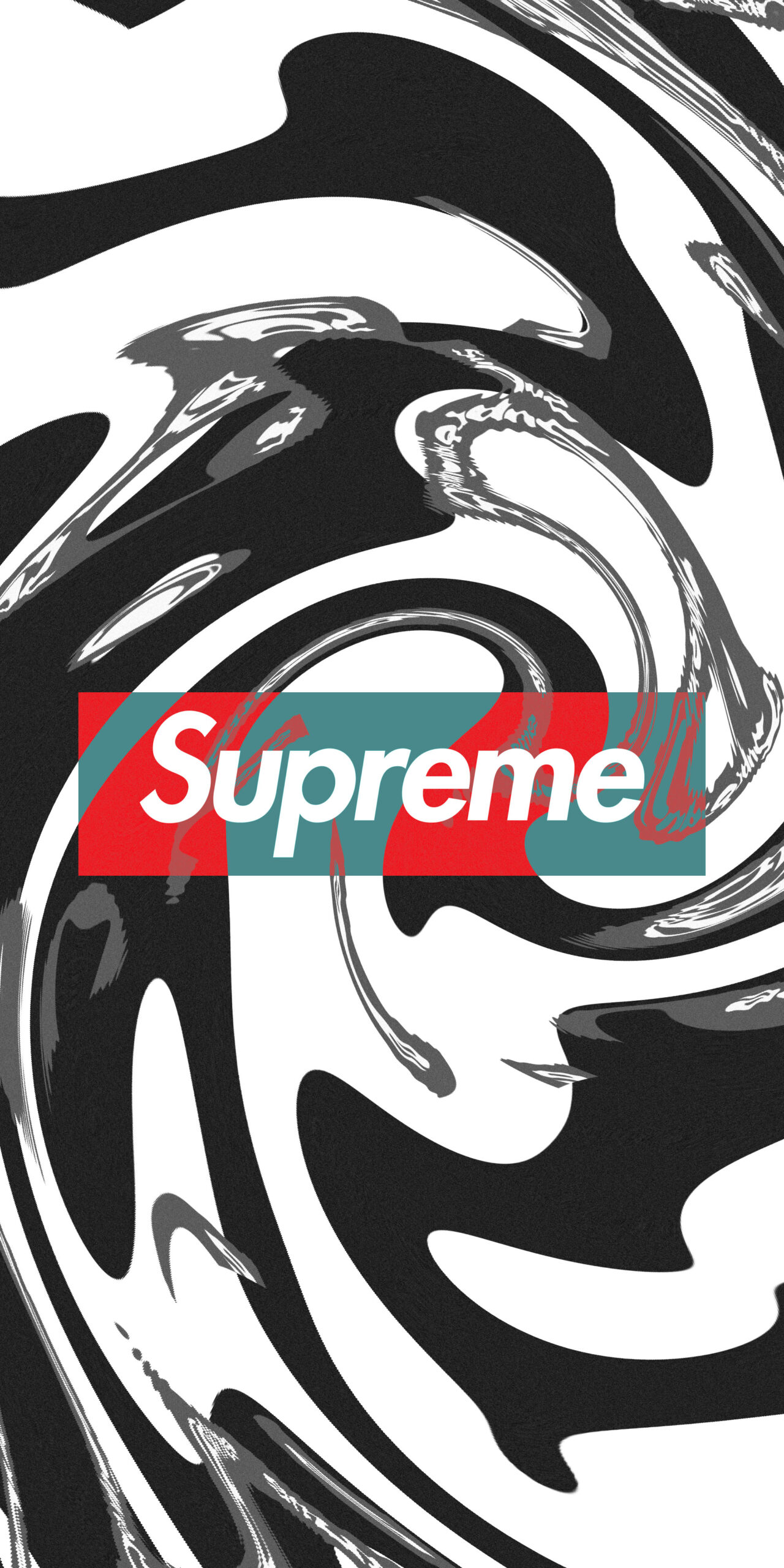 Supreme Black & White Twirl Wallpaper
