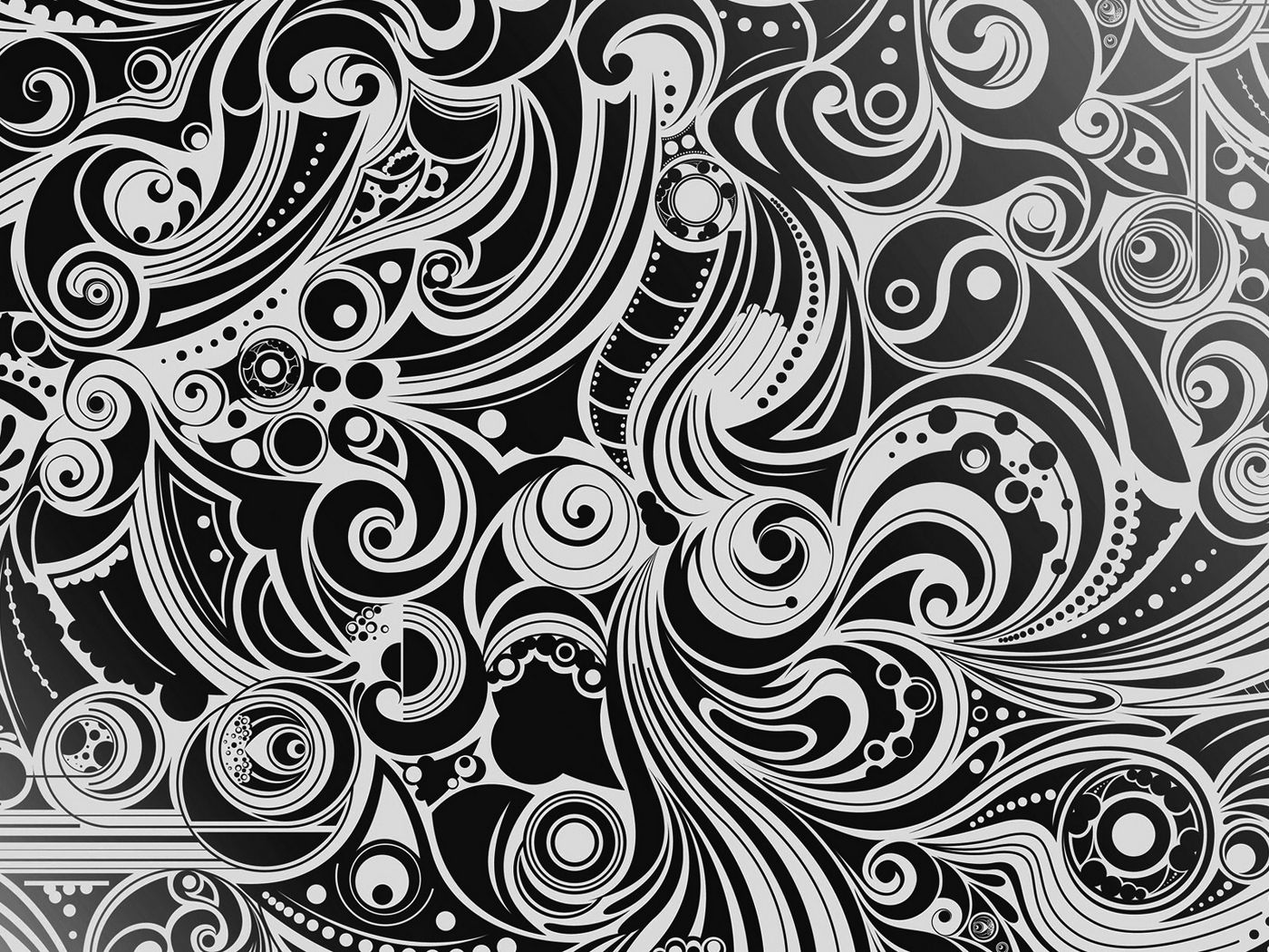 Download wallpaper 1400x1050 black, white, pattern, shape, patterns standard 4:3 HD background