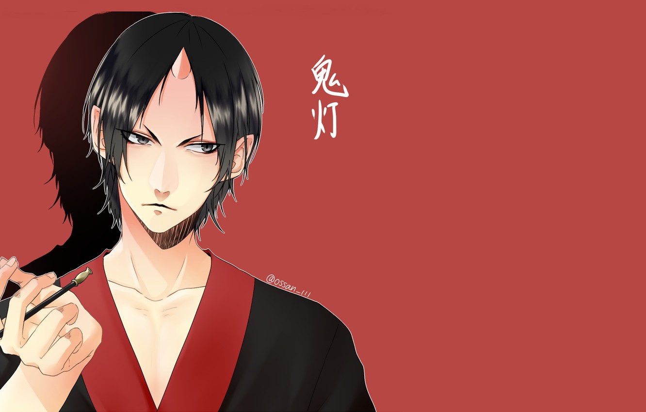 Wallpaper Look, The Demon, Guy, Red Background, Horn, Hoozuki No Reitetsu, Hozuki, Cold Blooded Hozuki Image For Desktop, Section сёнэн