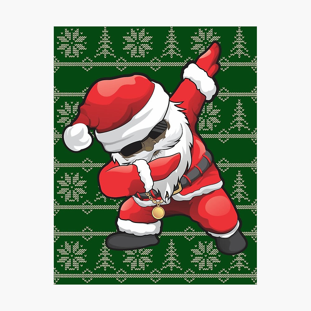Black Santa Dabs Dancing Christmas Poster