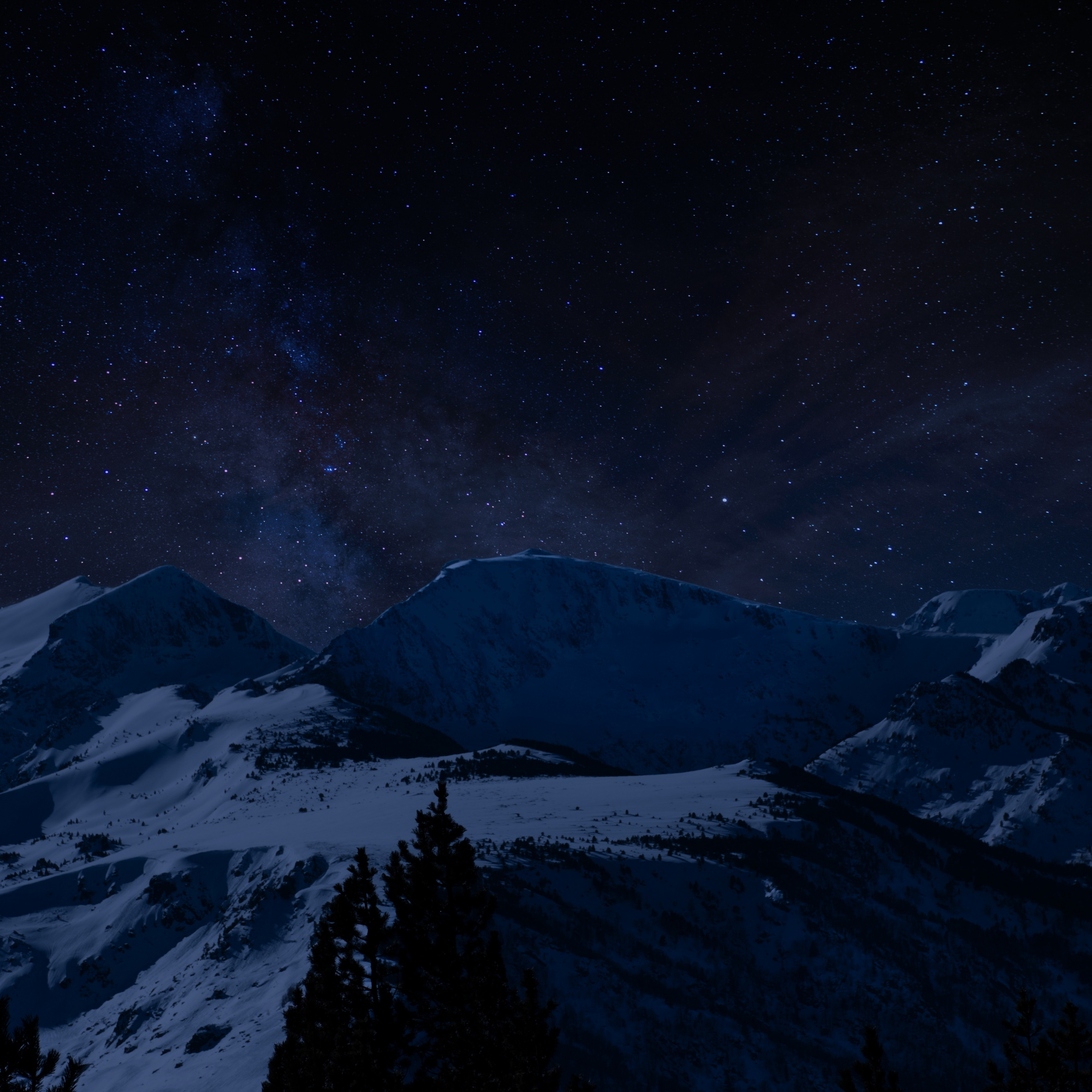 Download night, winter, landscape, hills 2248x2248 wallpaper, ipad air, ipad air 2, ipad 3, ipad 4, ipad mini 2, ipad mini 3, 2248x2248 HD image, background, 18826