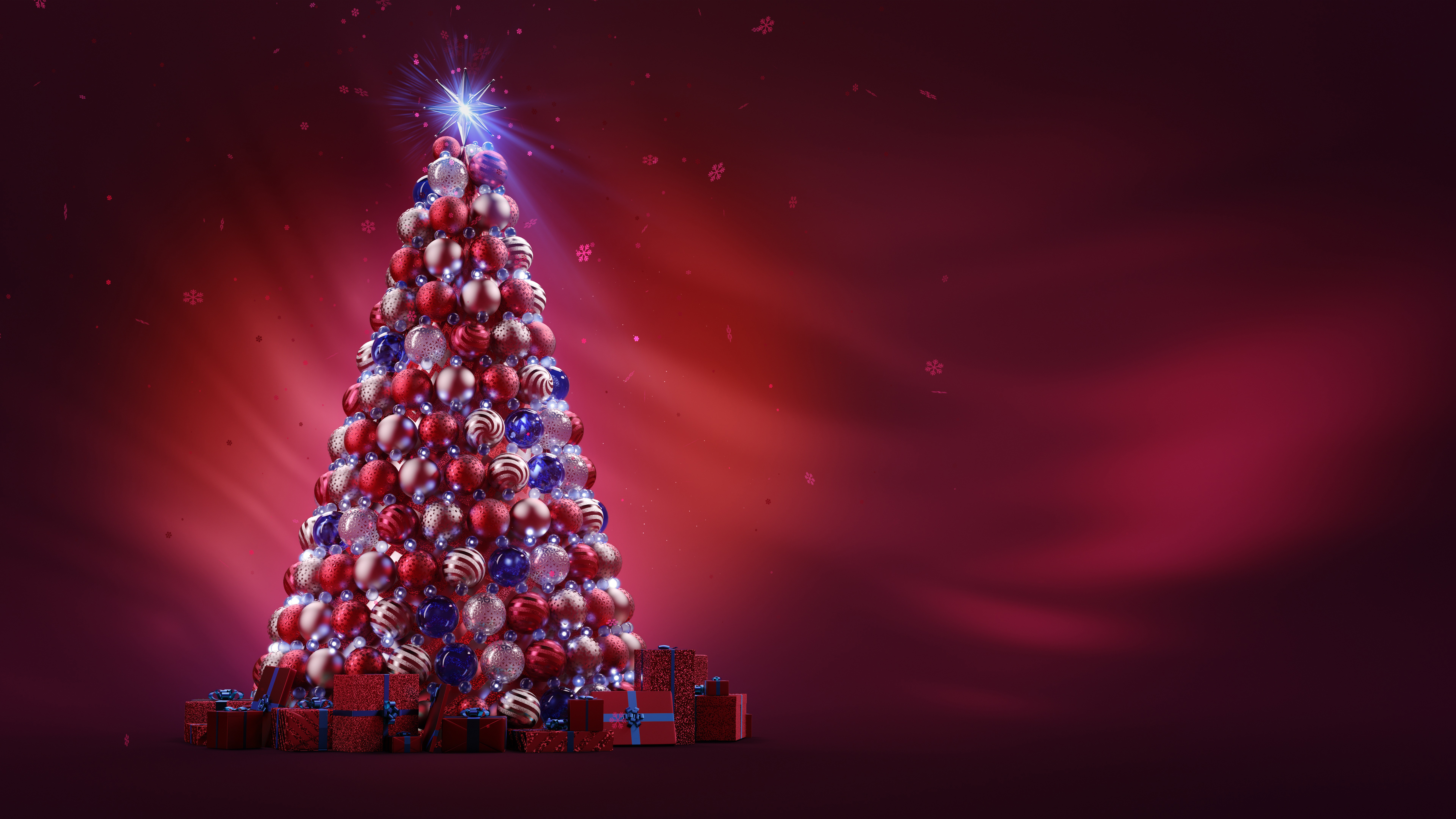 Christmas Ball Ornaments Tree 4K 8K Wallpaper