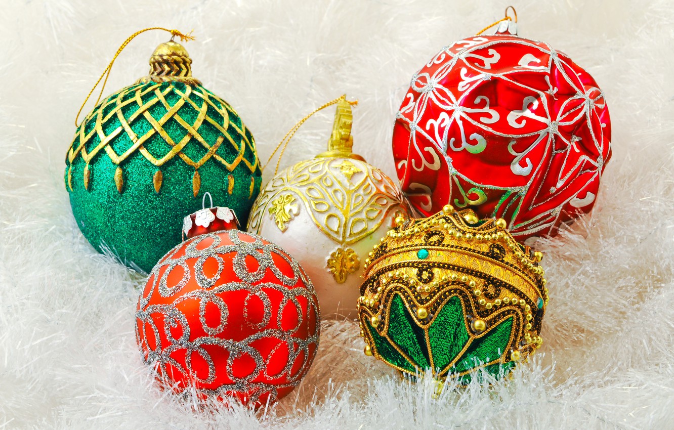 Wallpaper decoration, holiday, balls, toys, New Year, green, Christmas, red, the scenery, white, Christmas, gold, New Year, Christmas image for desktop, section новый год