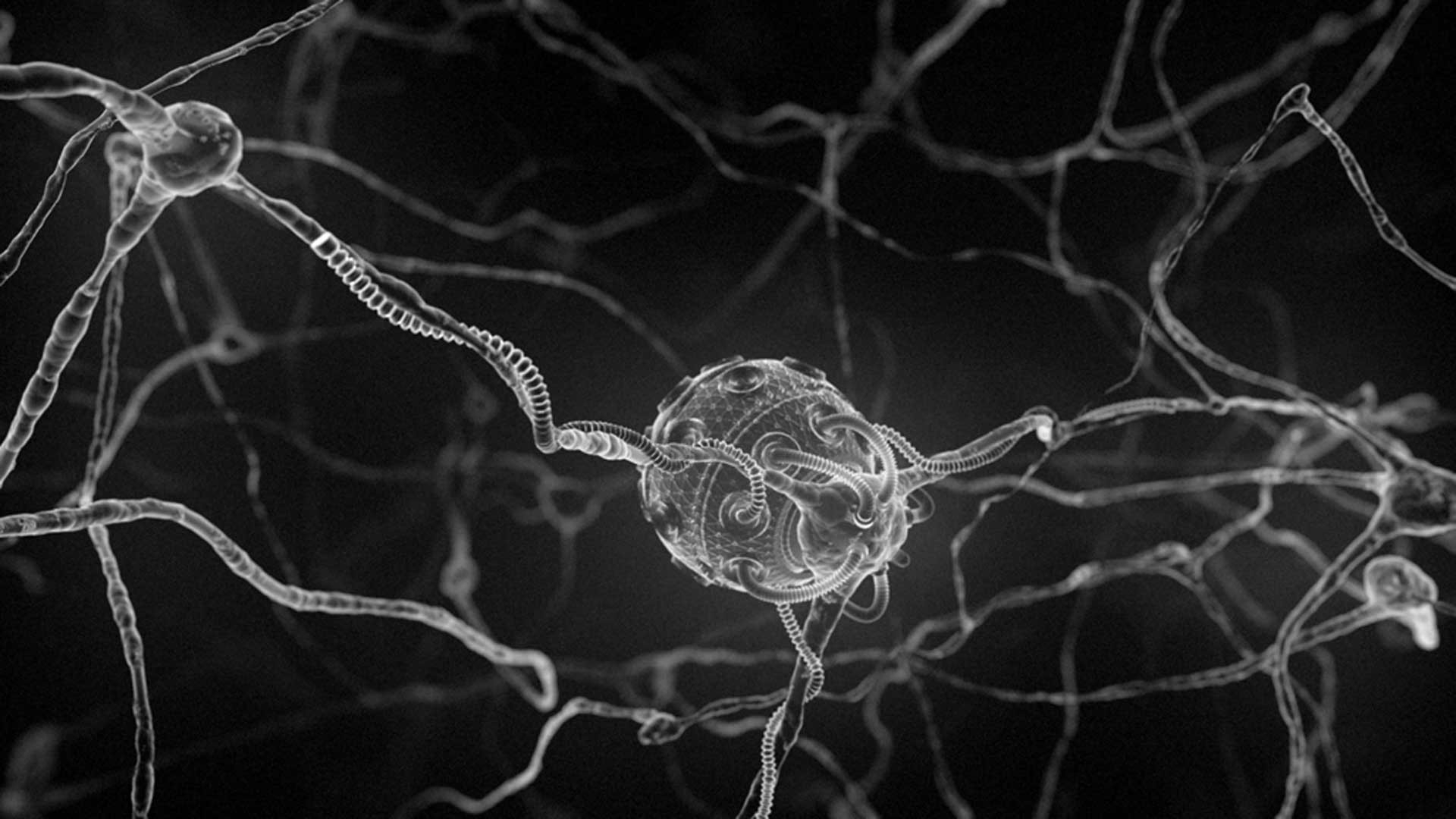 Нейроны на черном фоне