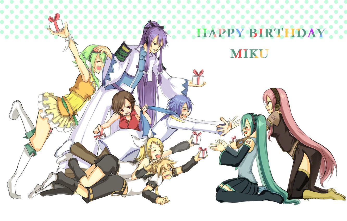 Wallpaper birthday, anime, art, Vocaloid, Vocaloid, characters image for desktop, section прочее