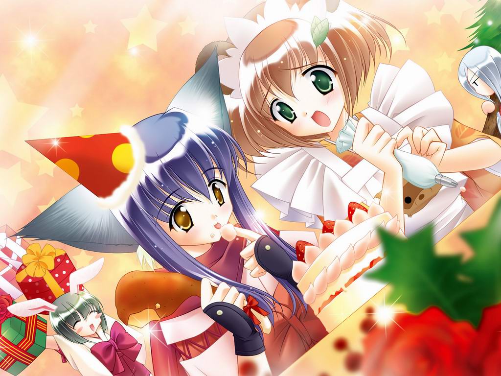 birthday party wallpaper, cartoon, anime, cg artwork, illustration, brown hair, animated cartoon, fictional character, happy