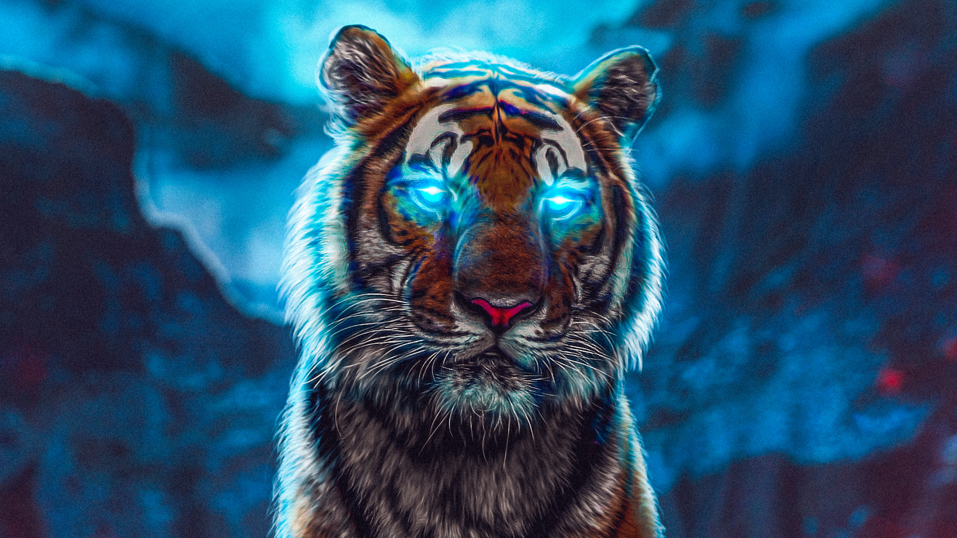 Tiger Glowing Eyes, HD Artist, 4k Wallpaper, Image, Background, Photo and Picture