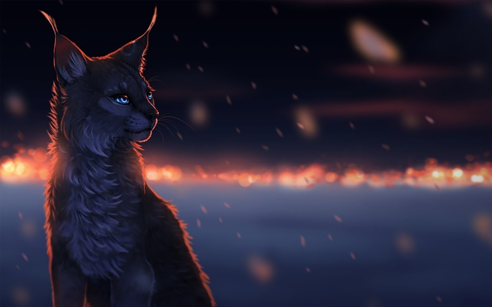 Glowing Eyes Artwork Cats Animals Wallpaper:1920x1200