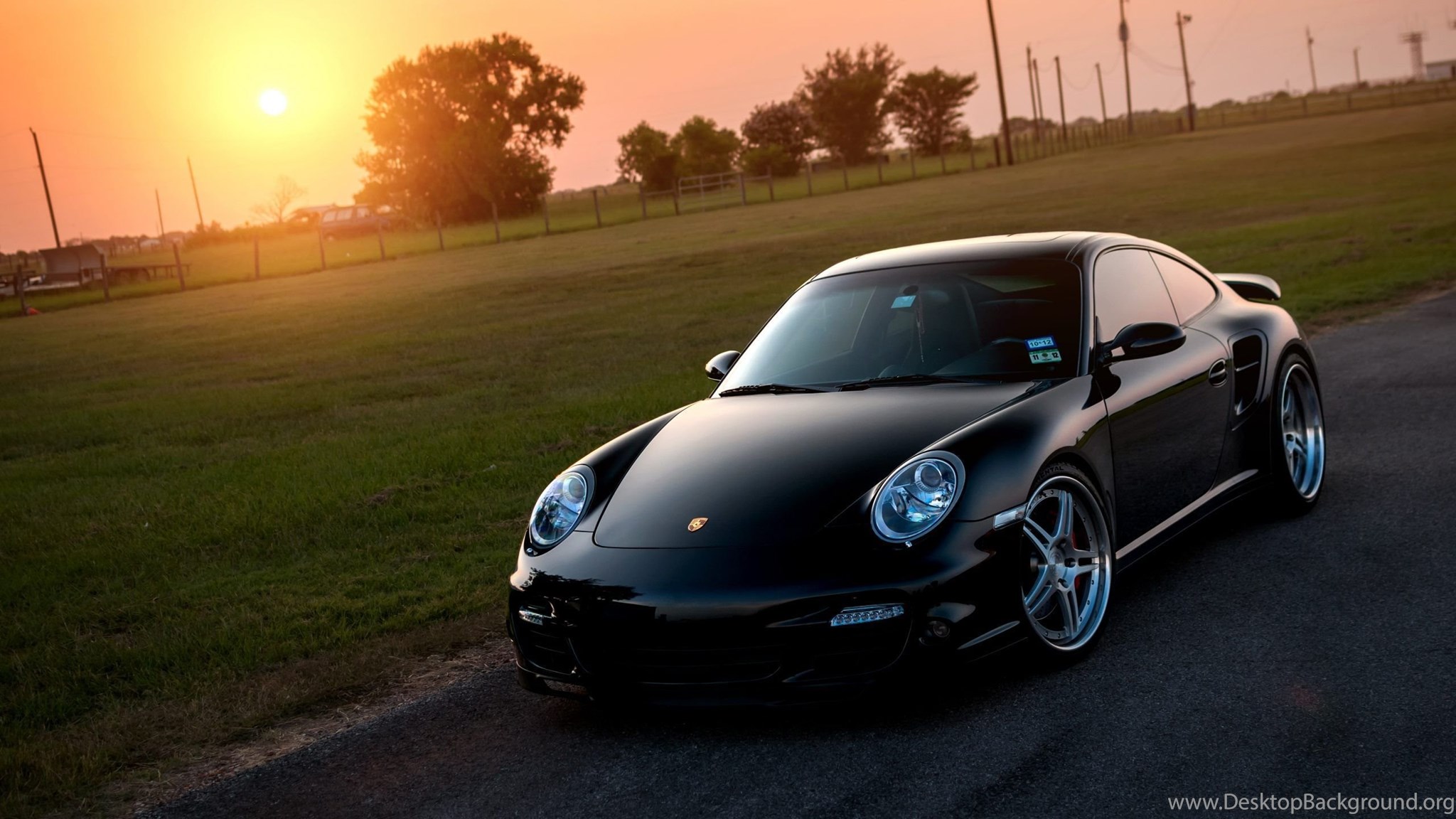 Porsche 997 Turbo Black Car Wallpaper HD Free Download Desktop Background