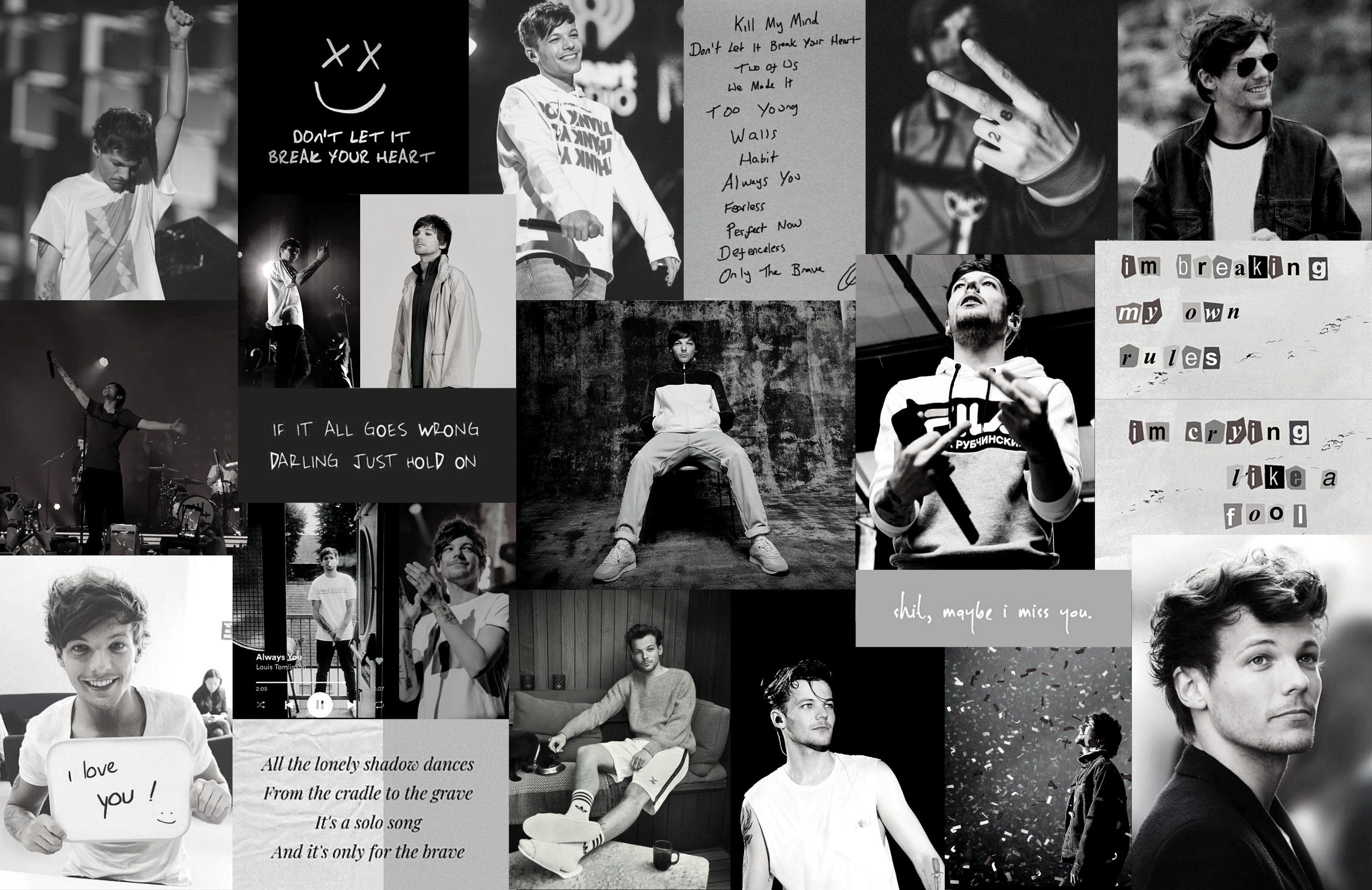 Louis Tomlinson Aesthetic Wallpaper Collages Black and White