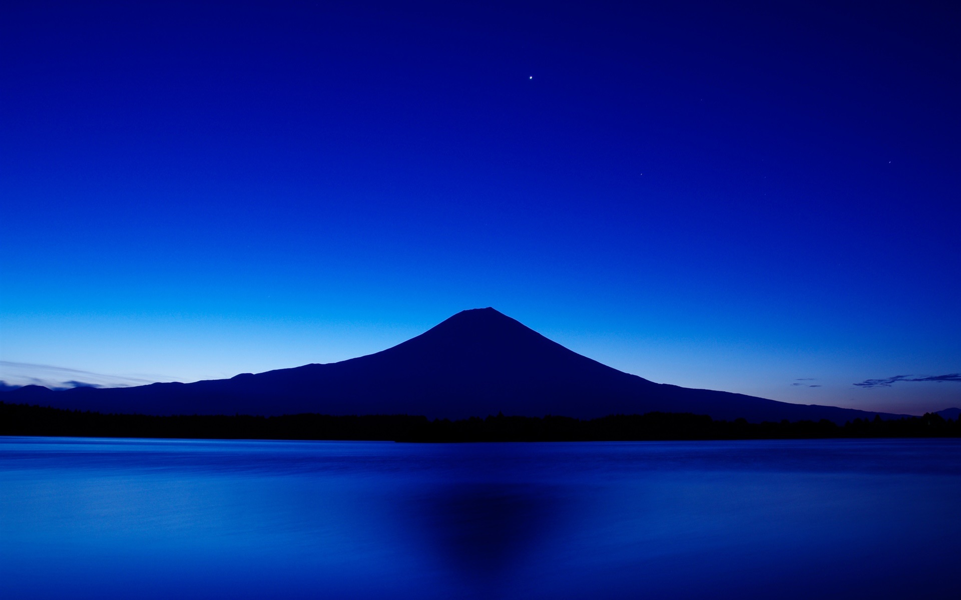 Wallpaper Japan, mount Fuji, blue sky, lake, night 1920x1200 HD Picture, Image
