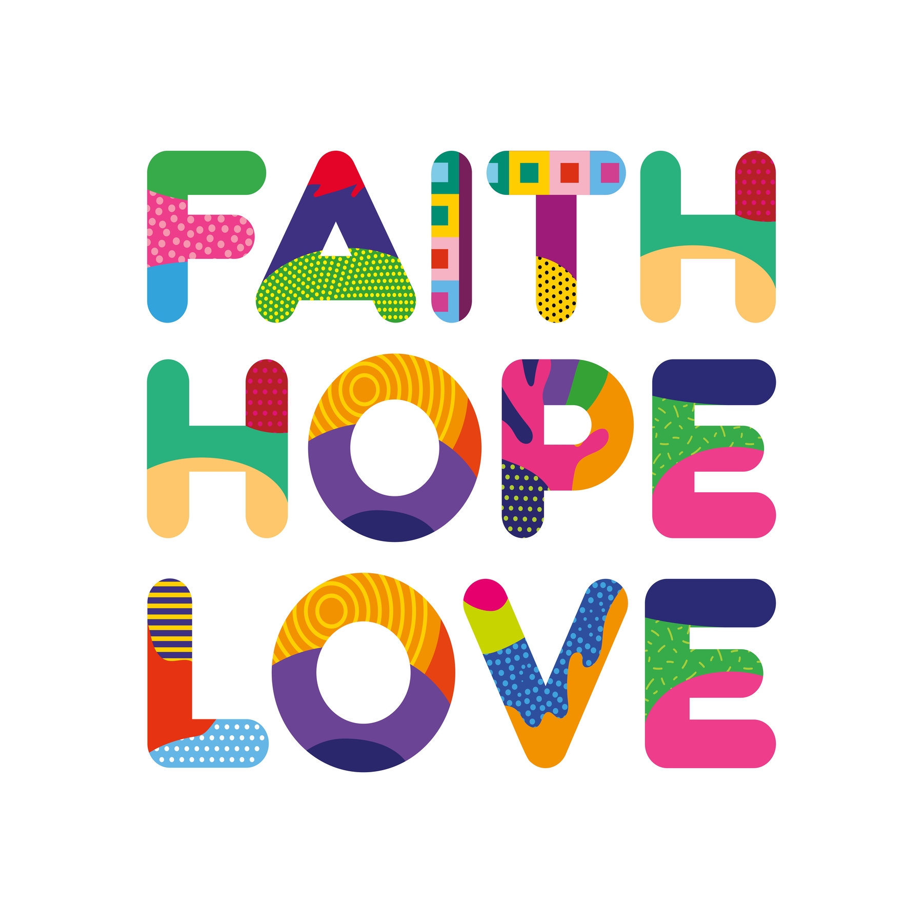 Buy Faith Hope Love Colorful Text wallpaper US shipping at Happywall.com