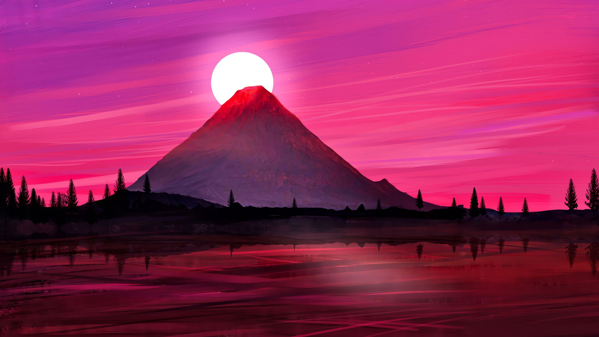 Japan mountain, silhouette, minimal, art wallpaper, HD image, picture, background, b7fd92