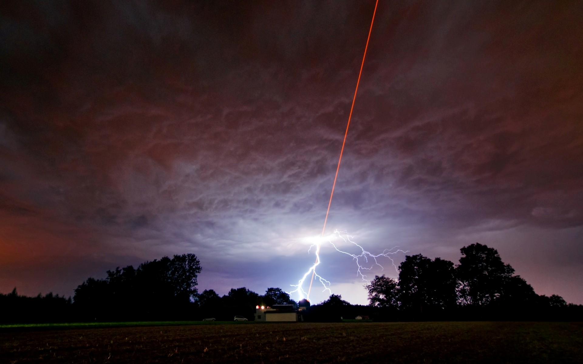 Laser Beam, Lightning Strike Space Wallpaper