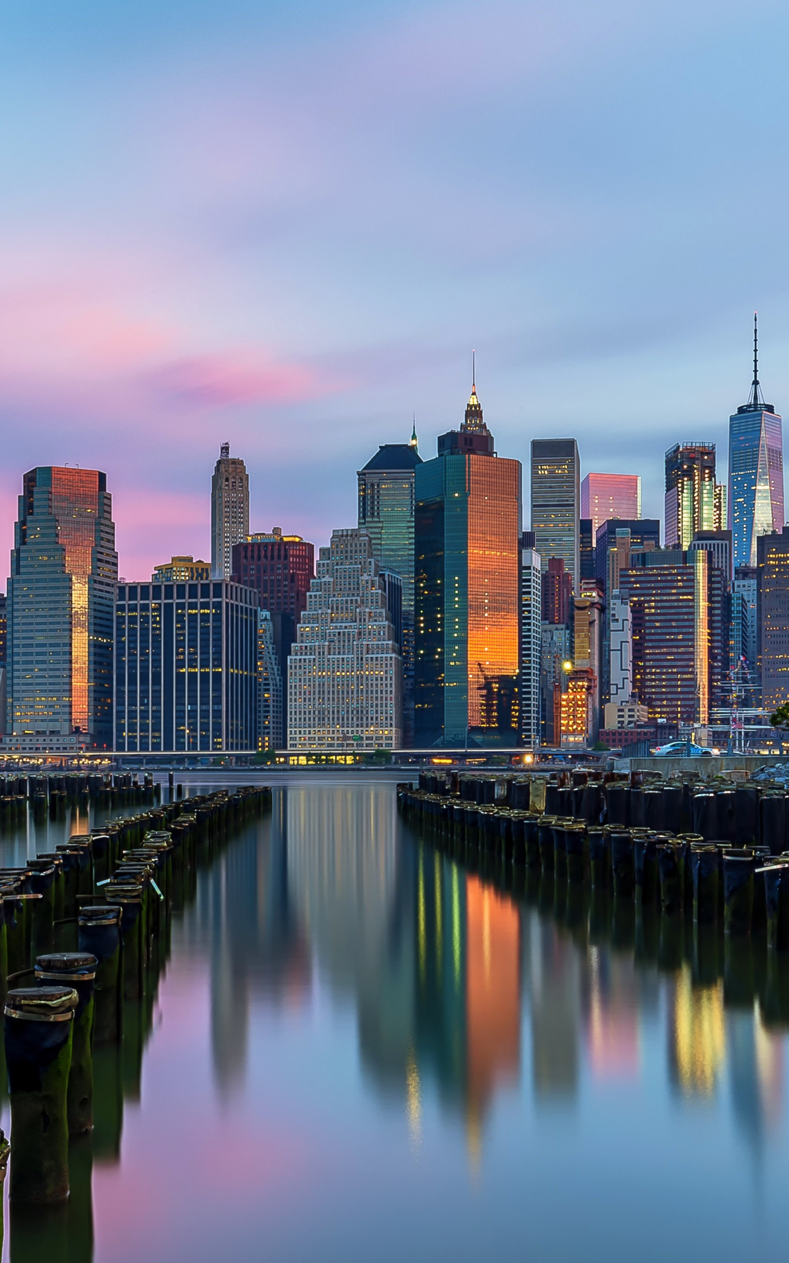 Download 1600x2560 Brooklyn, Skyscrapers, New York City, Sunrise, Morning, Architecture, United States Wallpaper for Google Nexus 10