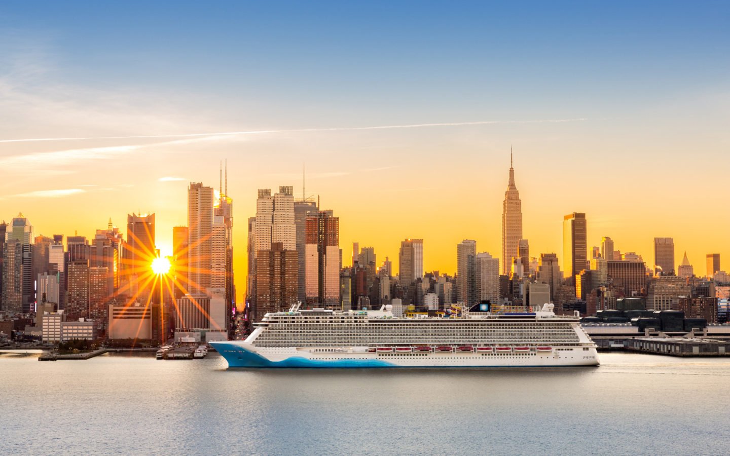 Sunrise New York City Skyline Sailing On The Cruise Ship In The Hudson River Weehawken United States Android Wallpaper For Your Desktop Or Phone, Wallpaper13.com