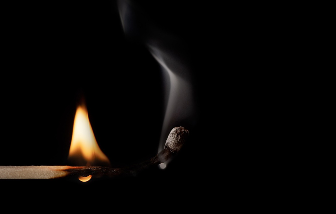 Wallpaper macro, match, Fire, Smoke image for desktop, section макро