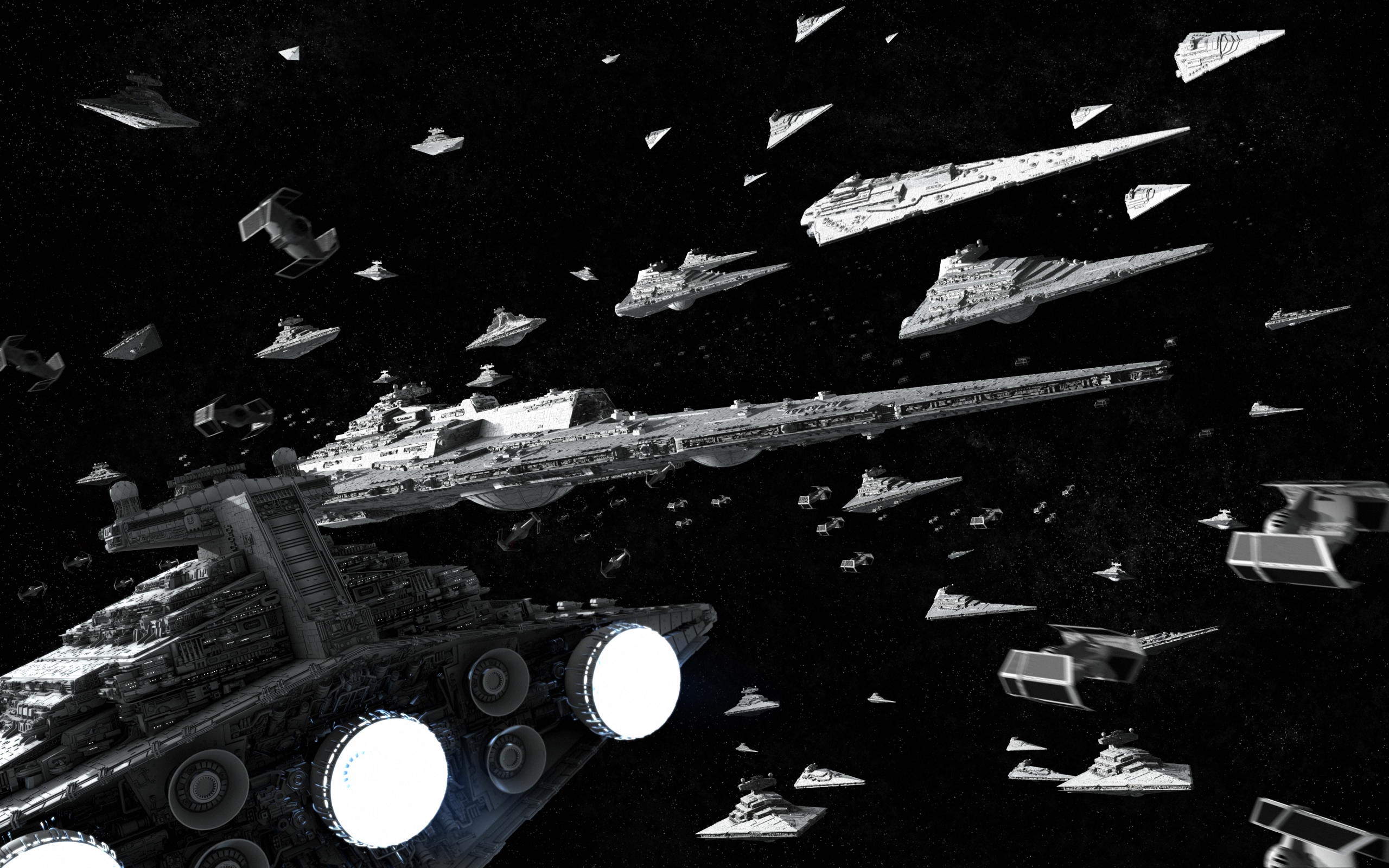 Wallpaper, Star Wars, night, space, sky, CGI, spaceship, atmosphere, midnight, darkness, spacecraft, 2560x1600 px, computer wallpaper, black and white, monochrome photography 2560x1600