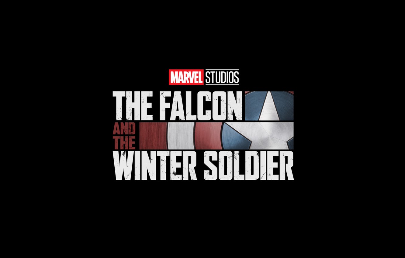 Wallpaper logo, minimalism, Marvel, Falcon, comics, film, superhero, black background, TV series, simple background, Winter Soldier, Bucky Barnes, Sam Wilson, official poster, Marvel Studios, The Falcon and the Winter Soldier image for