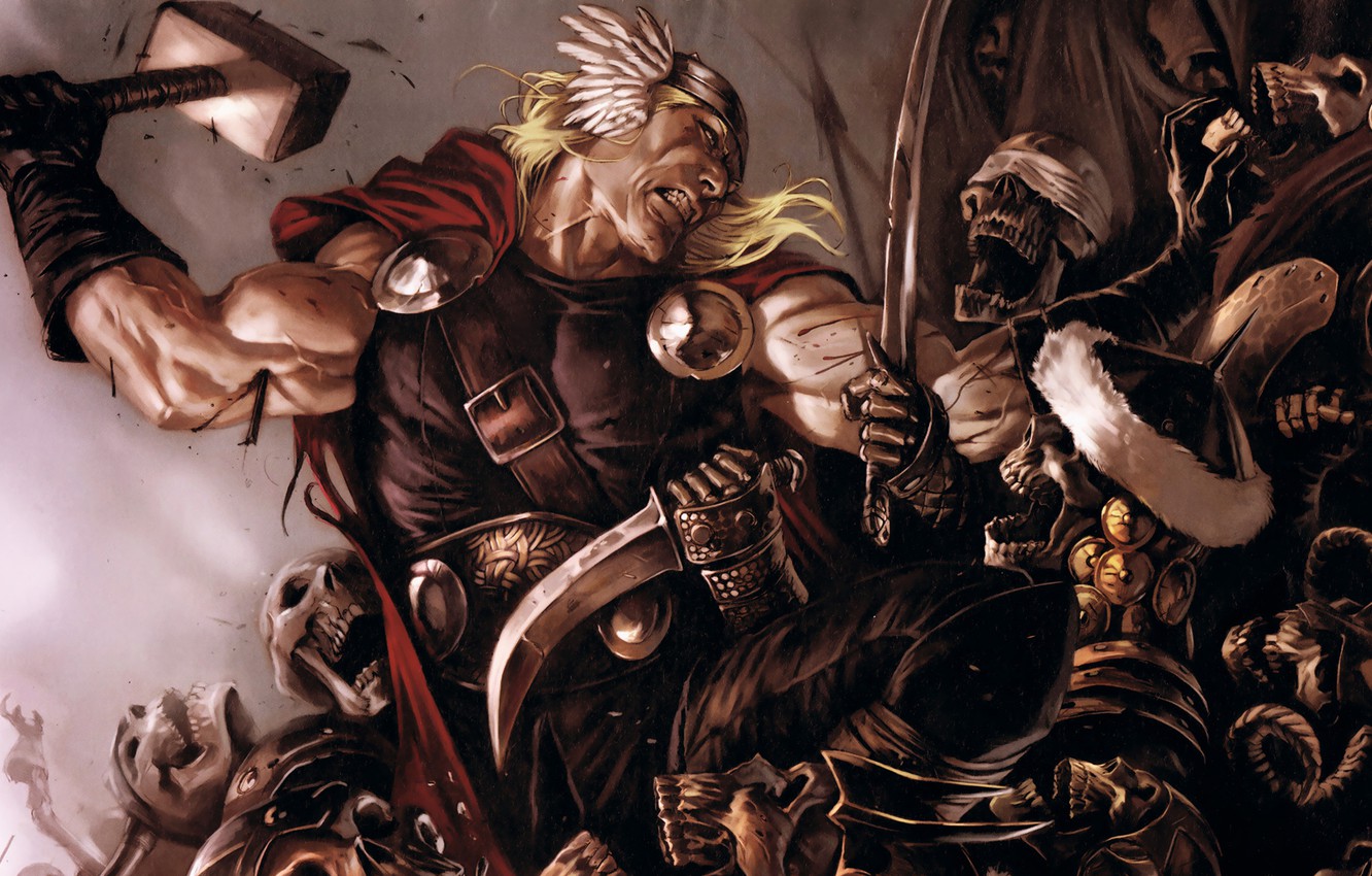 Wallpaper God, skeletons, Thor, Marvel Comics, avenger, Avenger image for desktop, section фантастика