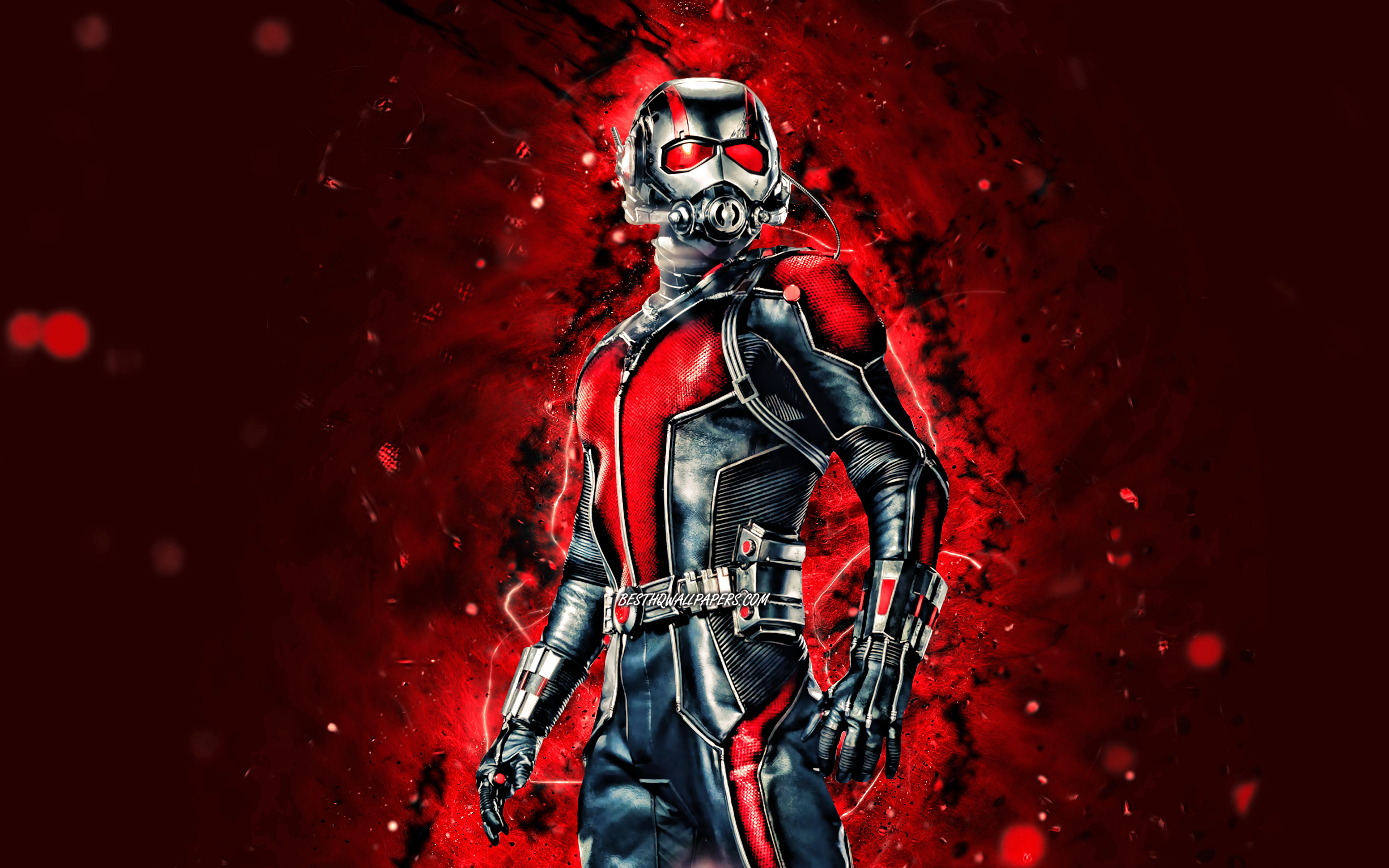 Download Wallpaper Ant Man, 4k, Red Neon Lights, Superheroes, Marvel Comics, Creative, Ant Man 4K For Desktop With Resolution 3840x2400. High Quality HD Picture Wallpaper