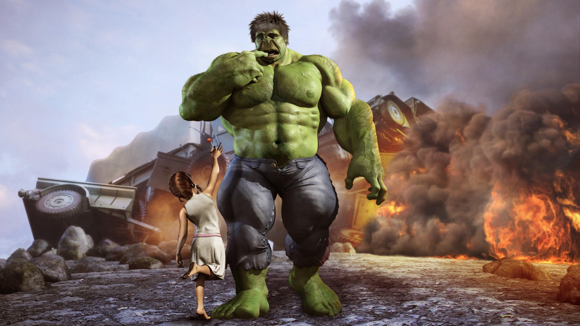 hulk comic character cgi marvel comics 3D modeling 1920x1080 wallpaper