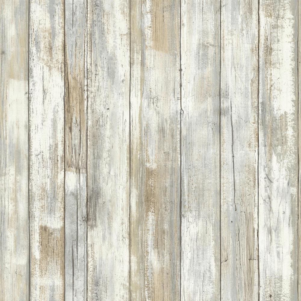 RoomMates Distressed Wood Vinyl Peel & Stick Wallpaper Roll (Covers 28.18 Sq. Ft.)-RMK9050WP Home Depot