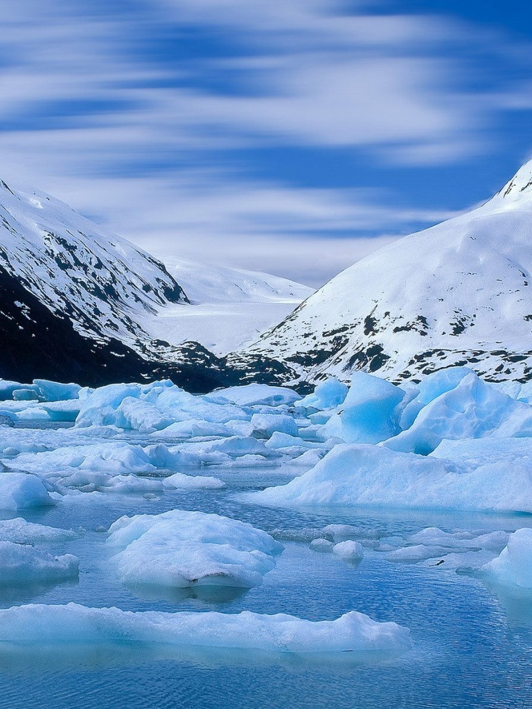 Ice in the ocean, winter, snow, mountain, nature iPad mini wallpaper