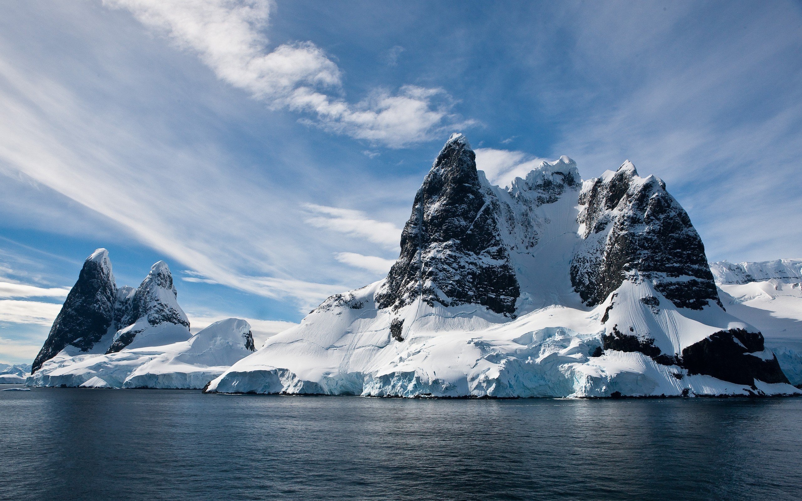 ice ocean clouds landscapes nature winter snow rocks 2560x1600 wallpaper