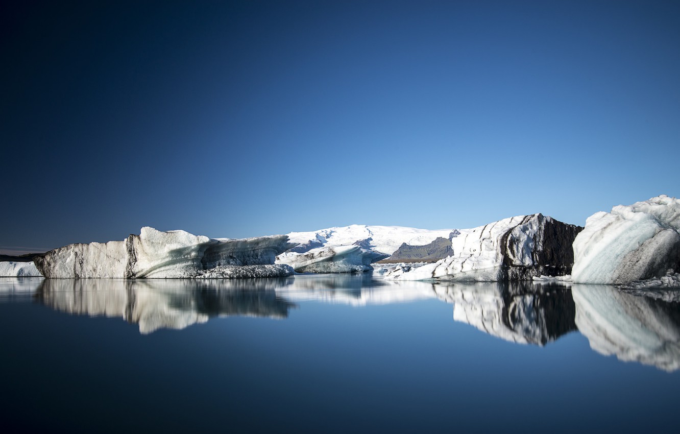 Wallpaper ice, sky, sea, ocean, winter, snow, reflection, mirror, icebergs, ice floes image for desktop, section природа